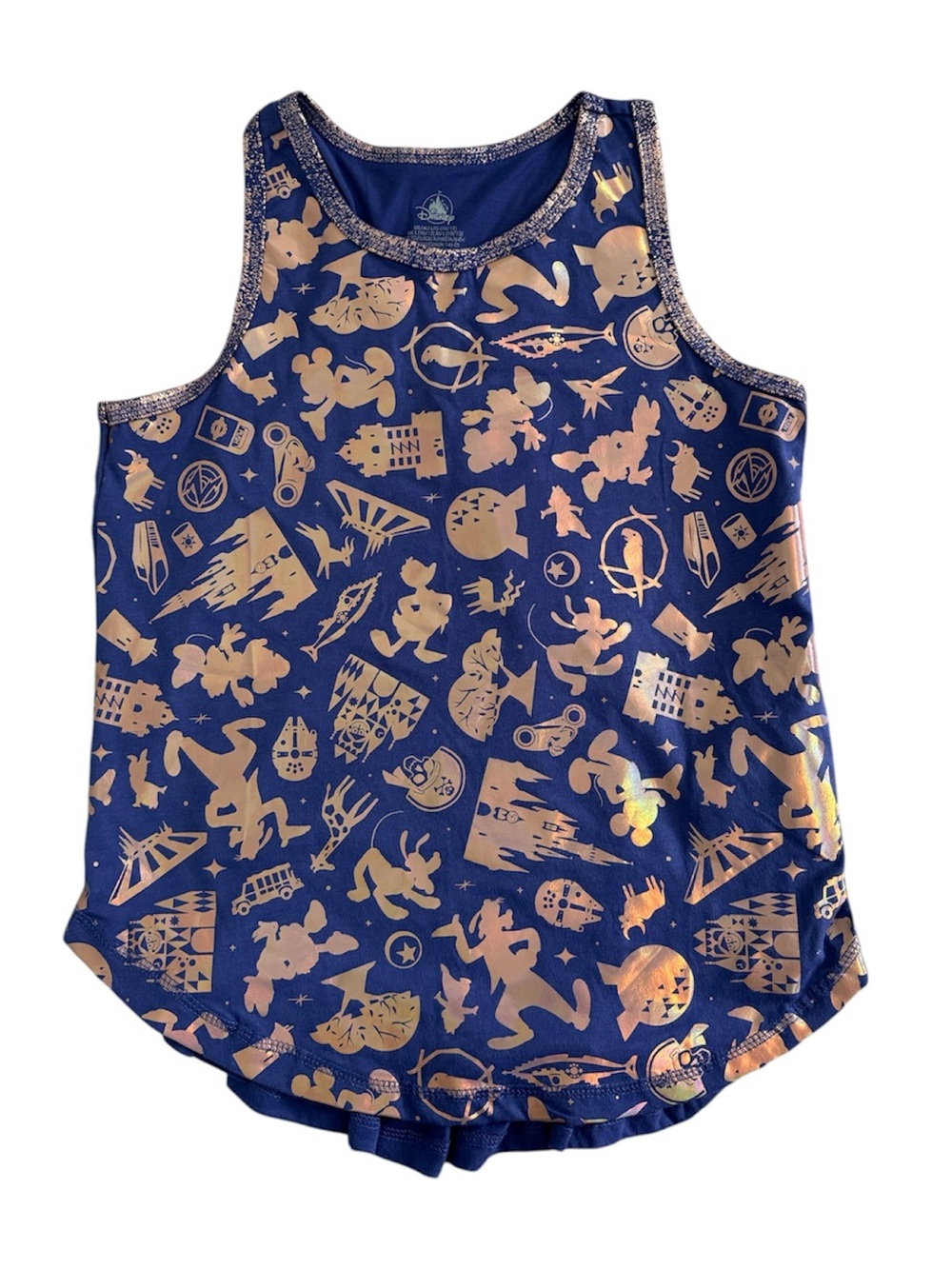 Disney Girls' 50th Anniversary Tank Top Blue Rose Gold Size L